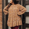 Not So Subtle Floral Top In Mustard Curves Image - 1