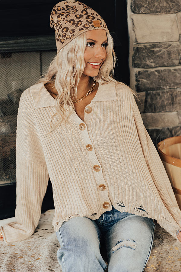 Best Version Distressed Sweater in Iced Latte Image - 1