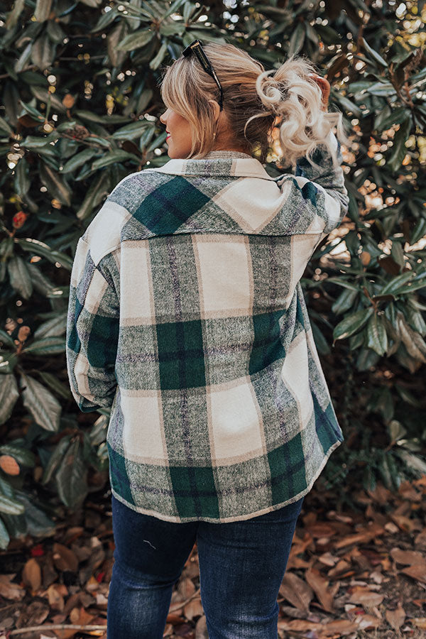 Cabin So Cozy Plaid Jacket In Hunter Green Curves Image - 5