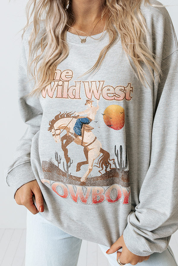Wild West Cowboy Vintage-Print Graphic Sweatshirt Image - 2