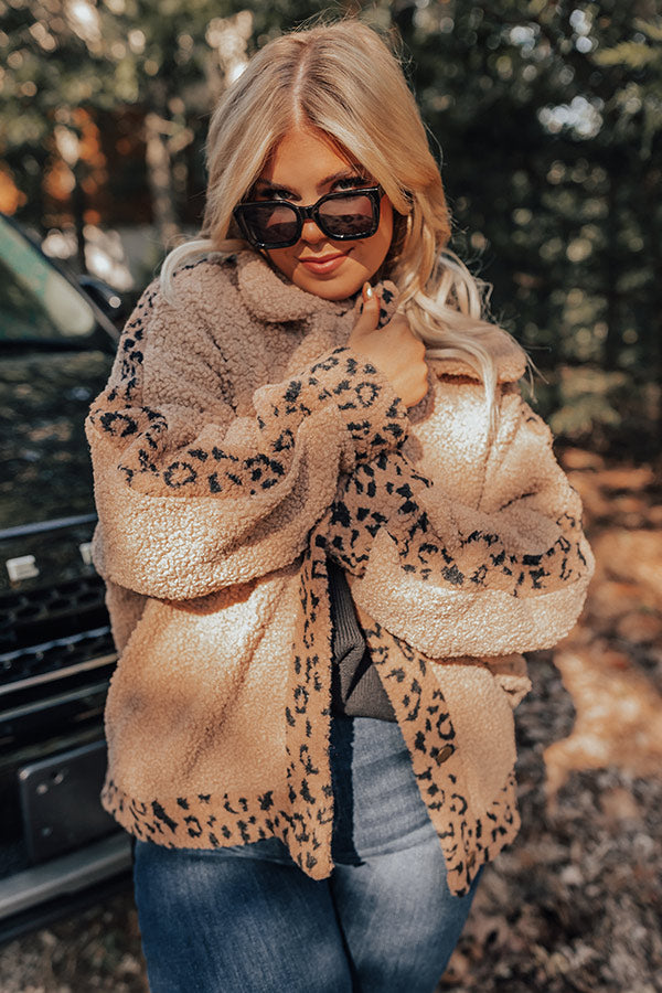 Chestnut Latte Sherpa Jacket Curves Image - 1