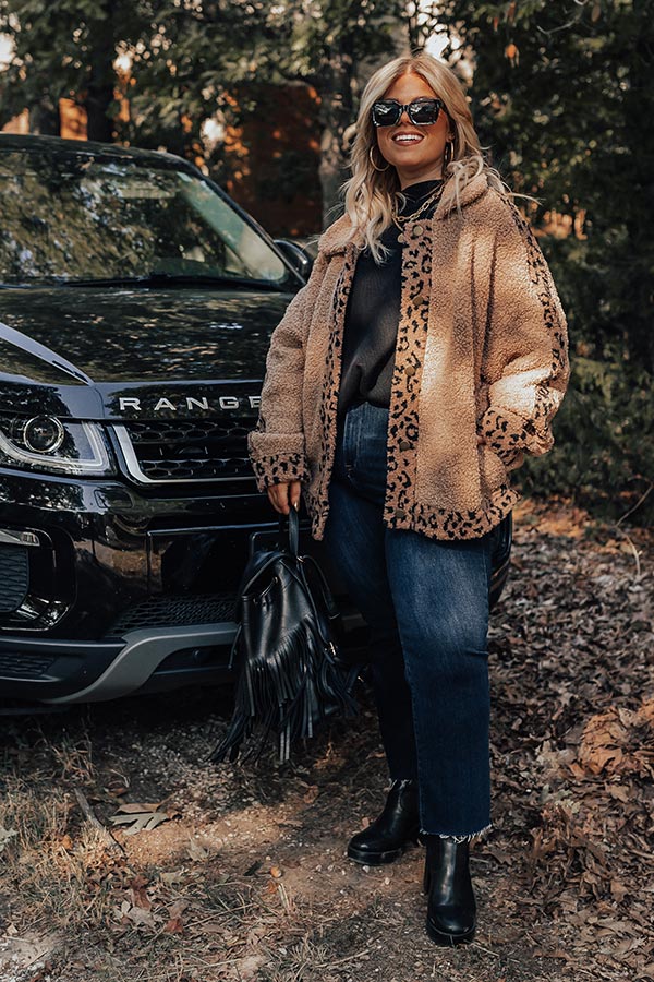 Chestnut Latte Sherpa Jacket Curves Image - 2