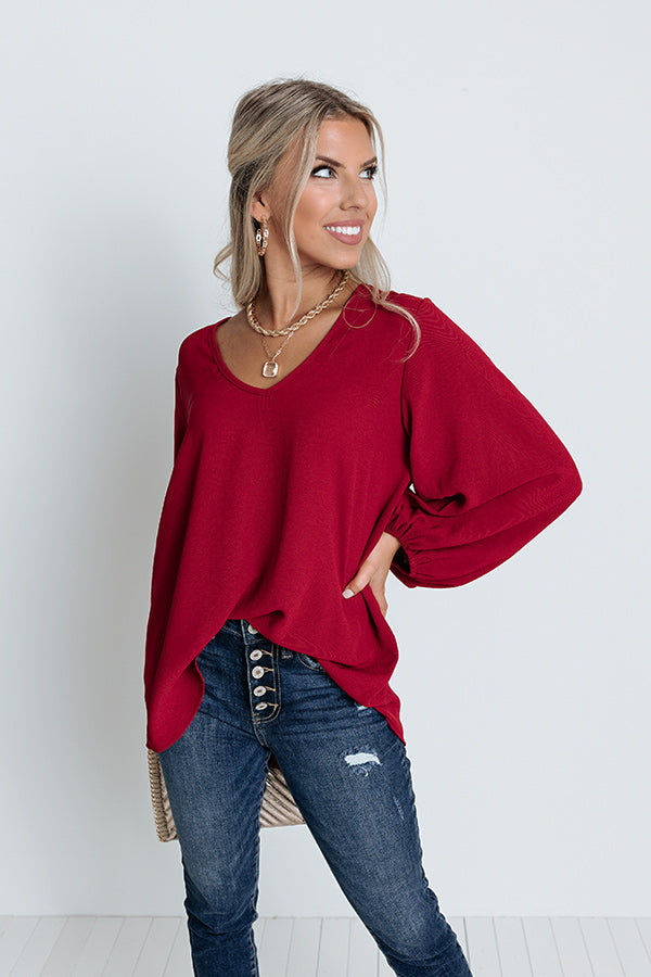 The Best Of Times Shift Top In Crimson Image - 1