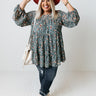 Not So Subtle Floral Top In Blue Curves Image - 1