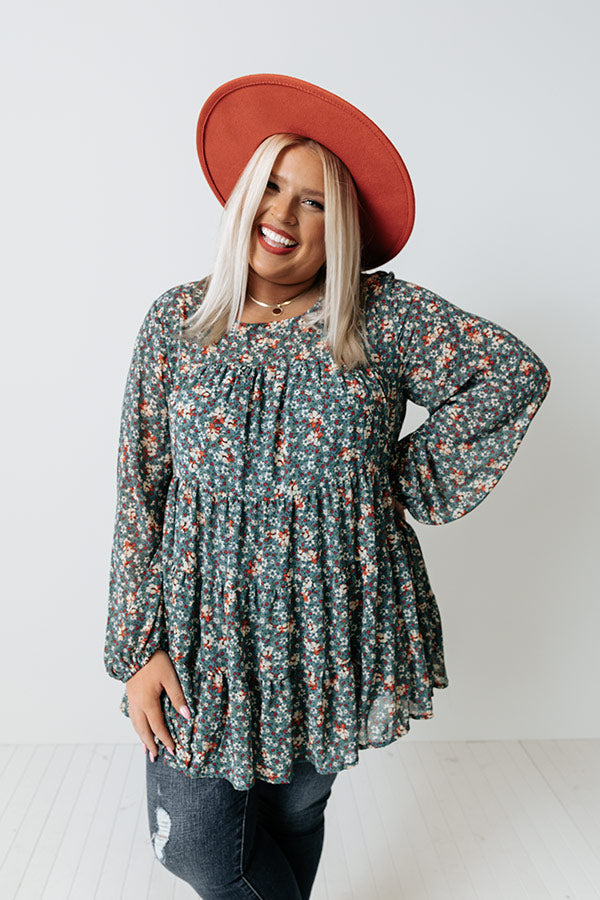 Not So Subtle Floral Top In Blue Curves Image - 2