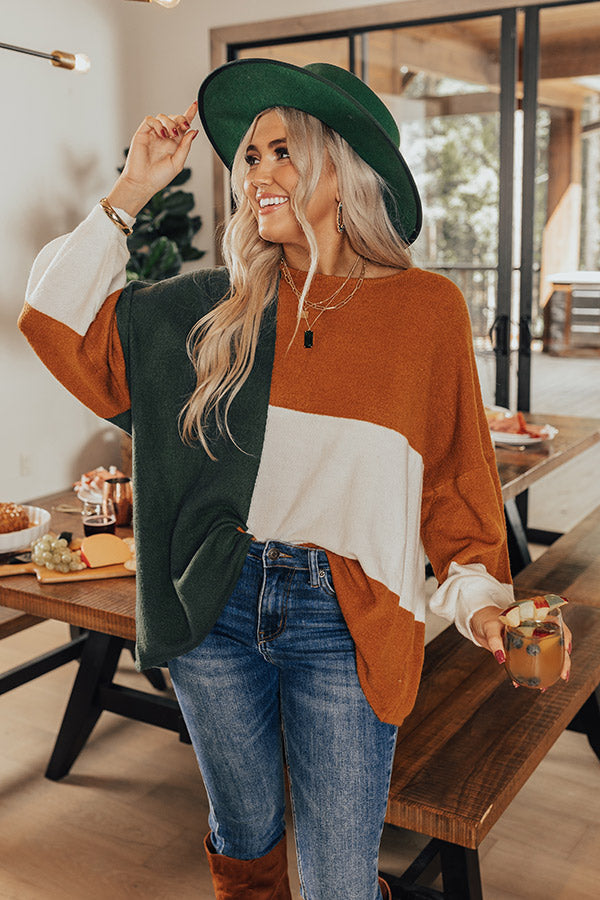In Harmony Colorblock Sweater In Green Image - 2