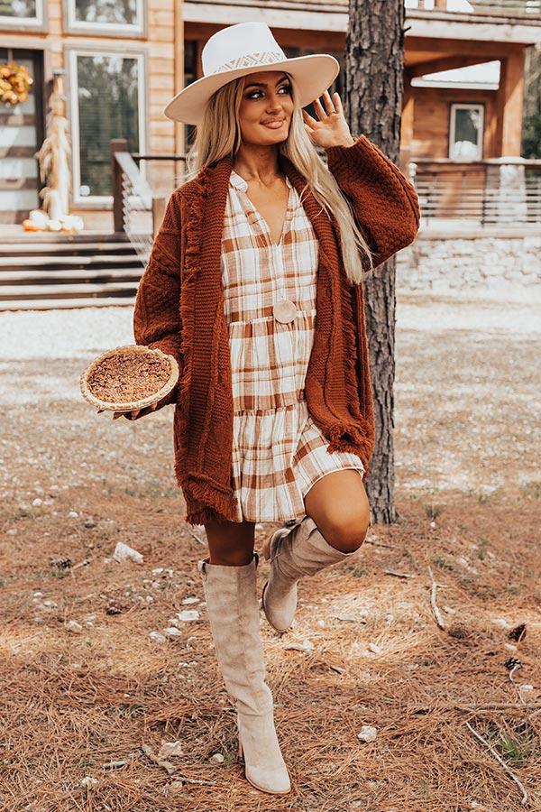 Piece Of Pie Cable Knit Cardigan In Rust