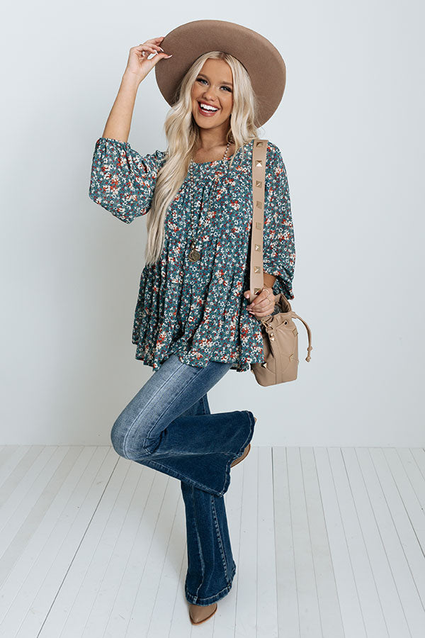 Not So Subtle Floral Top In Blue Image - 1