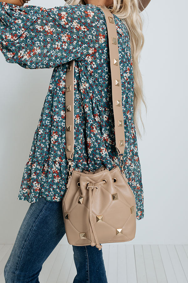 Deepest Desires Faux Leather Crossbody In Warm Taupe