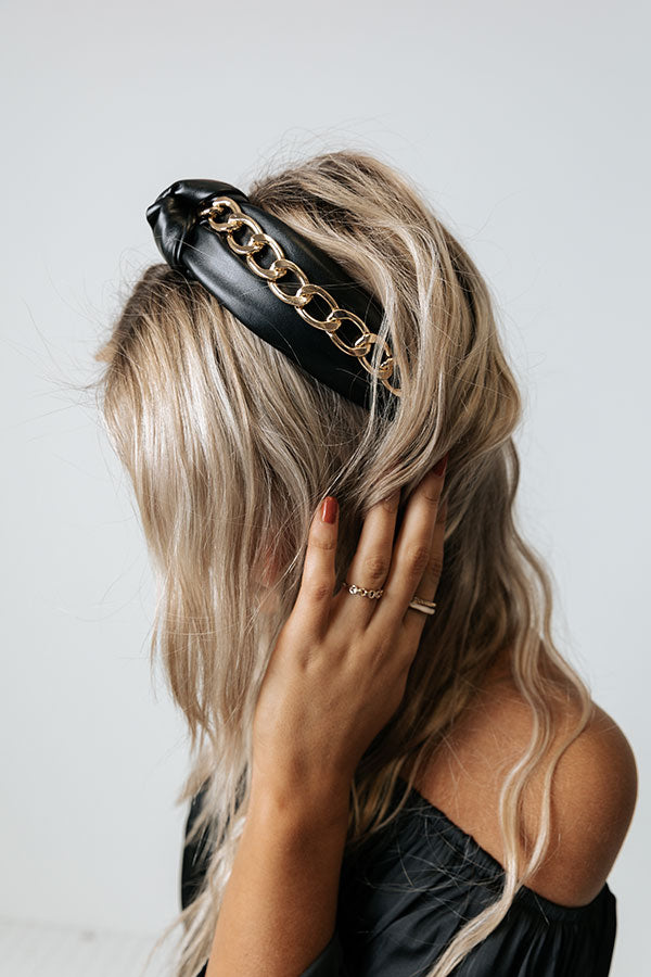 Please And Thanks Faux Leather Headband In Black Image - 2