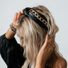 Please And Thanks Faux Leather Headband In Black Image - 1
