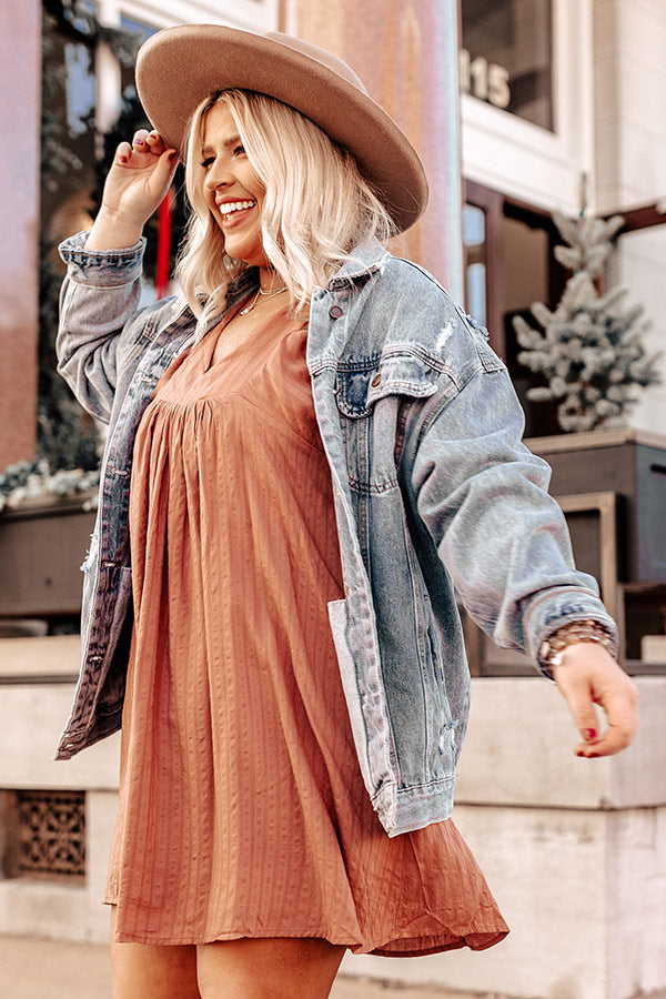 Freeway To You Distressed Denim Jacket Curves