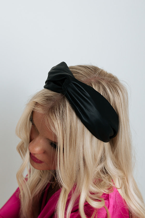 Genuine Love Faux Leather Headband In Black