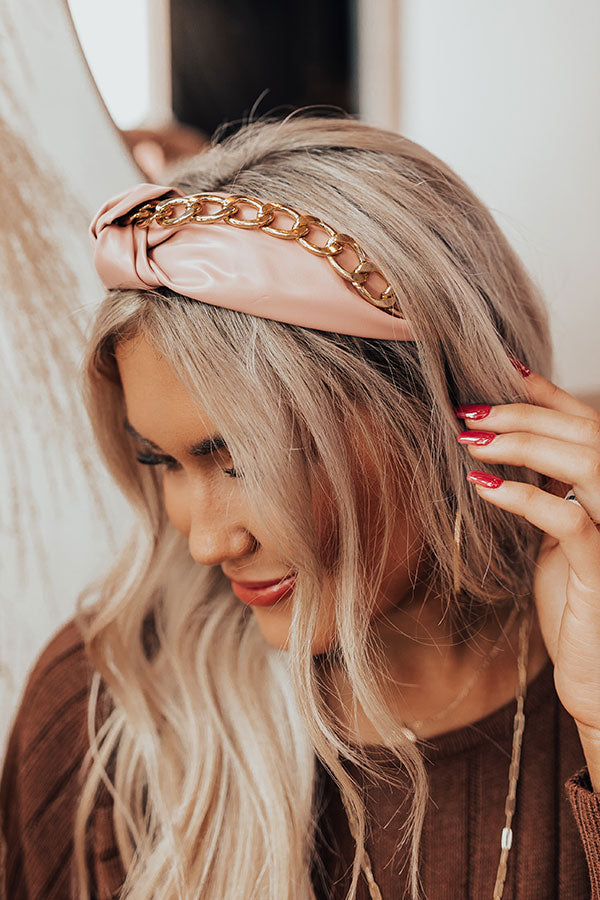 Please And Thanks Faux Leather Headband In Blush Image - 2
