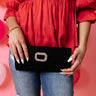 Regal Romance Faux Suede Clutch In Black Image - 1