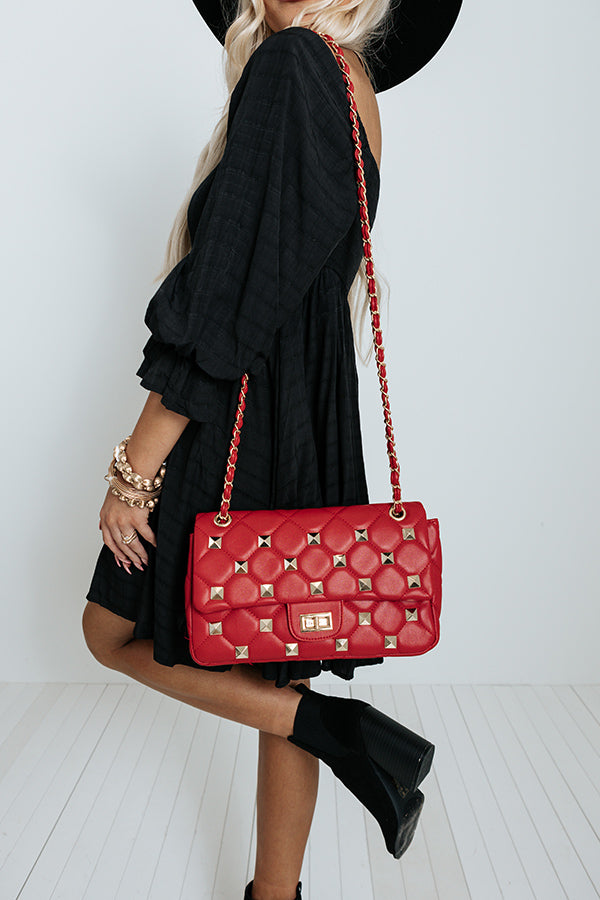 Shopping In Boston Studded Faux Leather Tote In Red