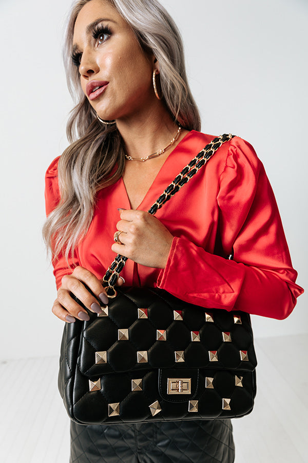 Shopping In Boston Studded Faux Leather Tote In Black Image - 1