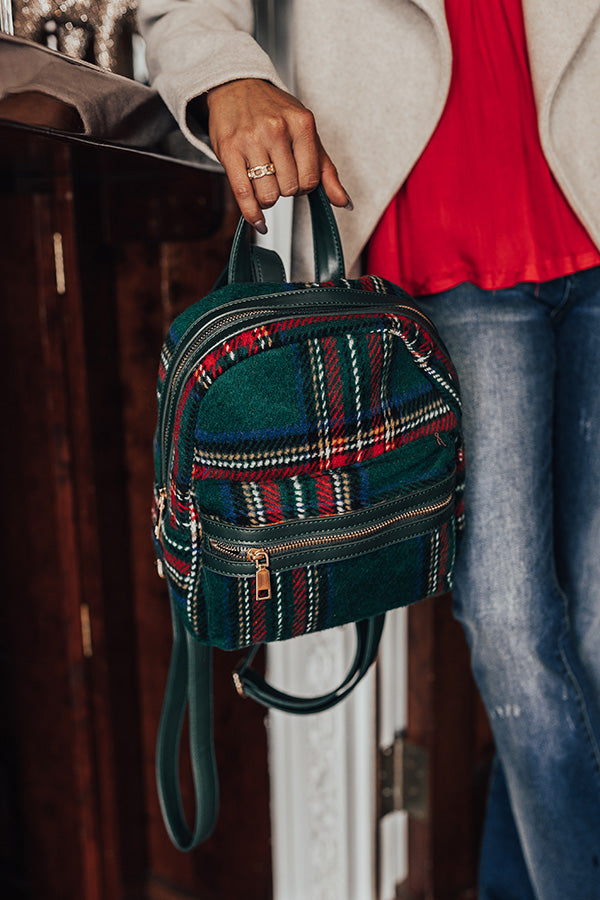 Weekend In Asheville Plaid Backpack In Hunter Green