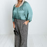 Unspoken Moment Satin Shift Top In Light Teal Curves Image - 1