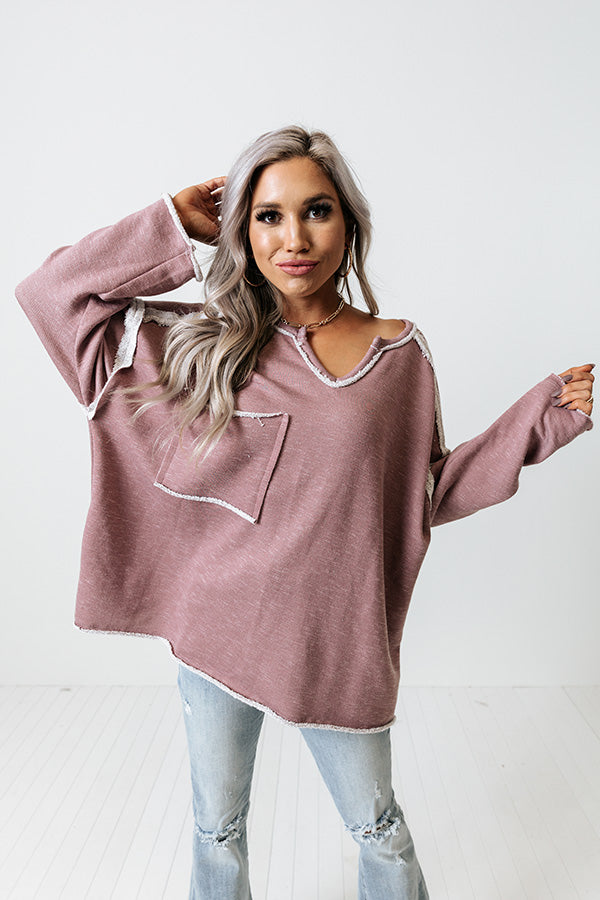 The Wine Down Sweater In Dusty Purple Image - 1