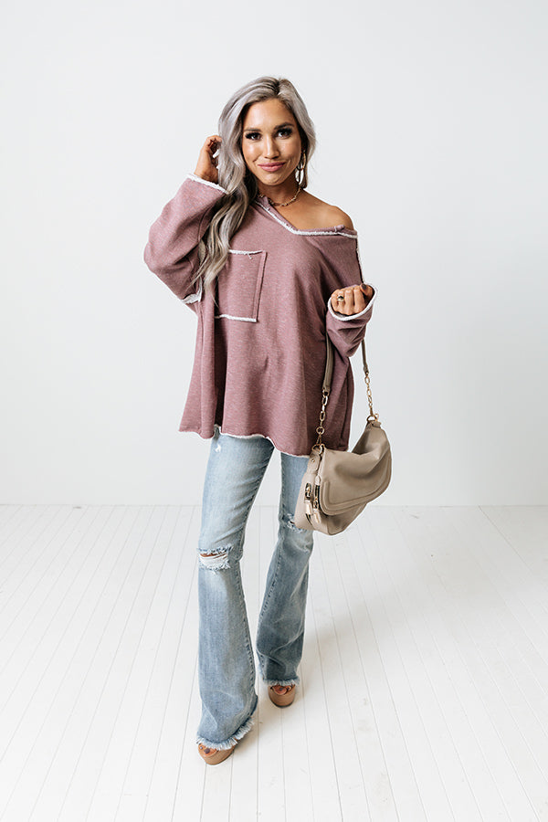 The Wine Down Sweater In Dusty Purple Image - 2