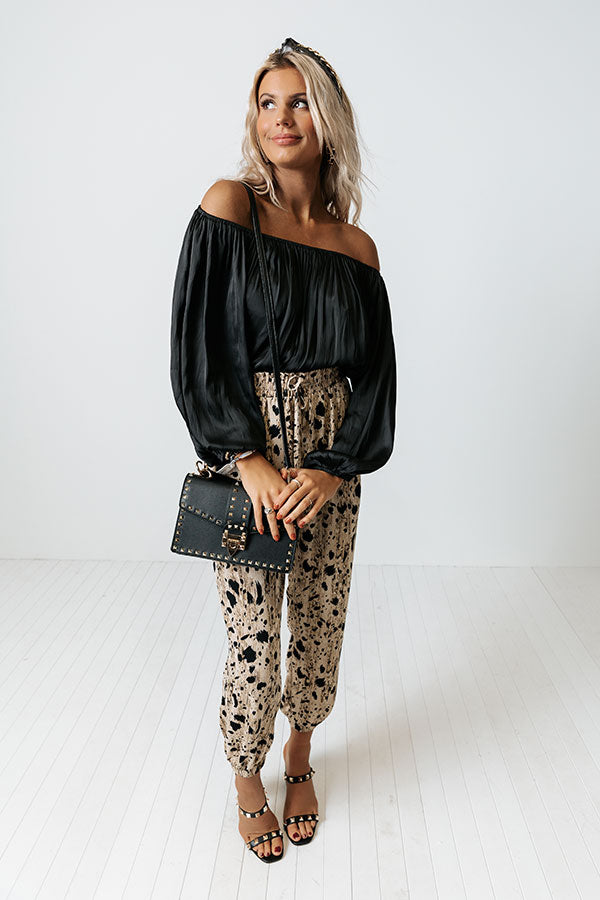 Unspoken Moment Satin Shift Top In Black