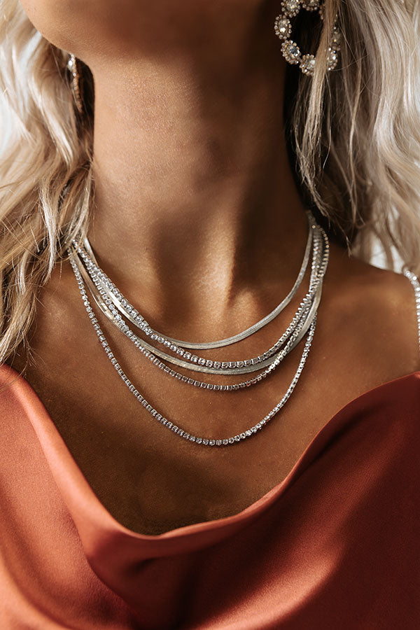 Mirror Image Layered Necklace In Silver