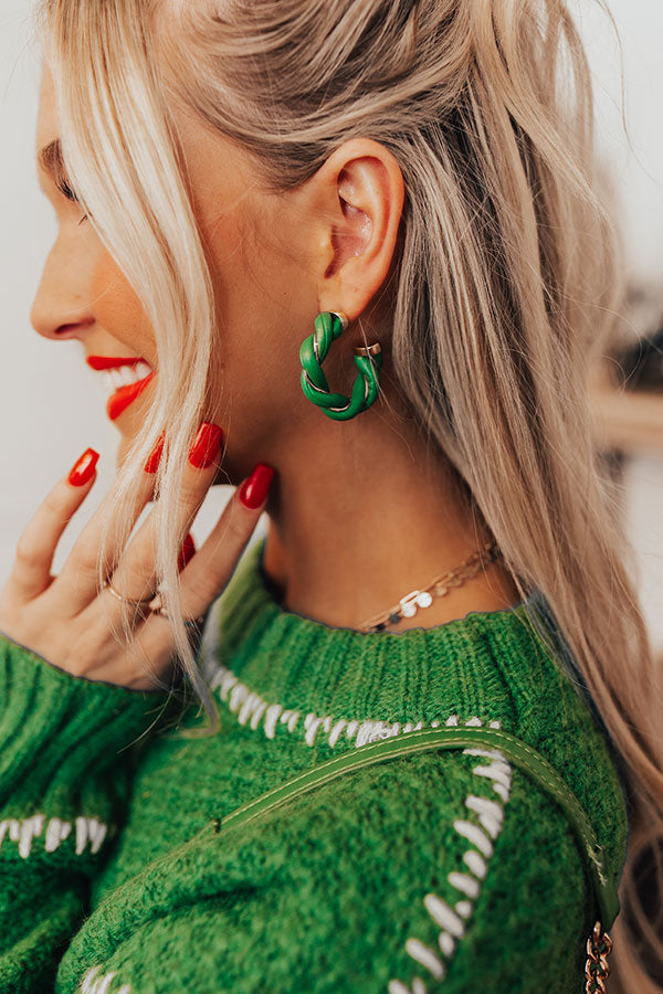 Sweet Reputation Hoop Earrings In Green Image - 2