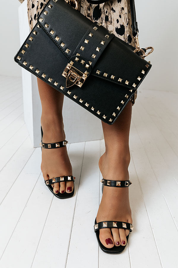 The Gianna Studded Faux Leather Heel In Black Image - 2