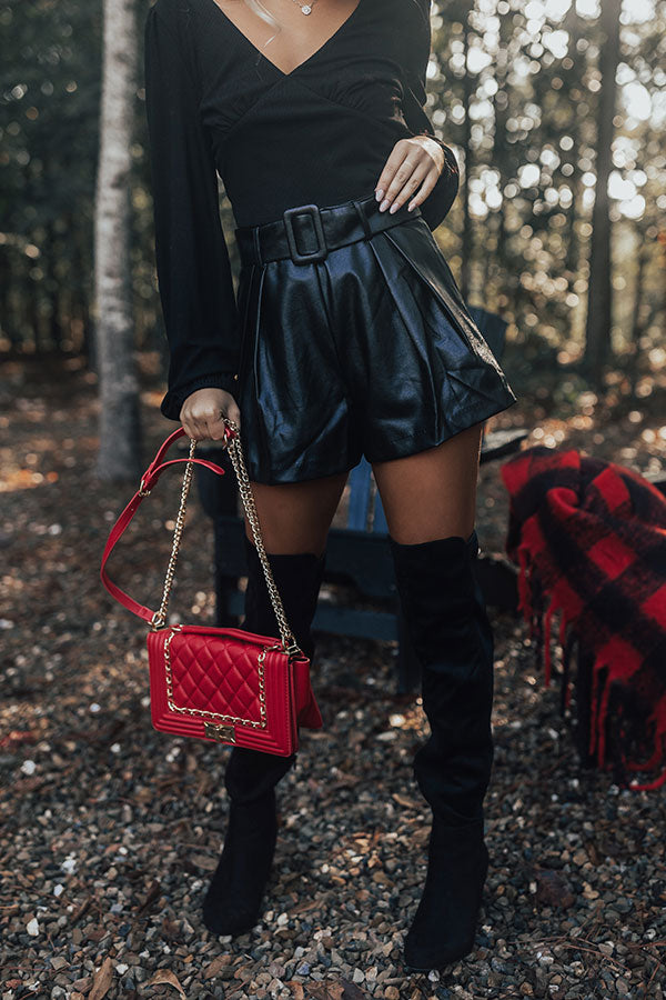 The Stanley High Waist Faux Leather Shorts In Black Image - 1