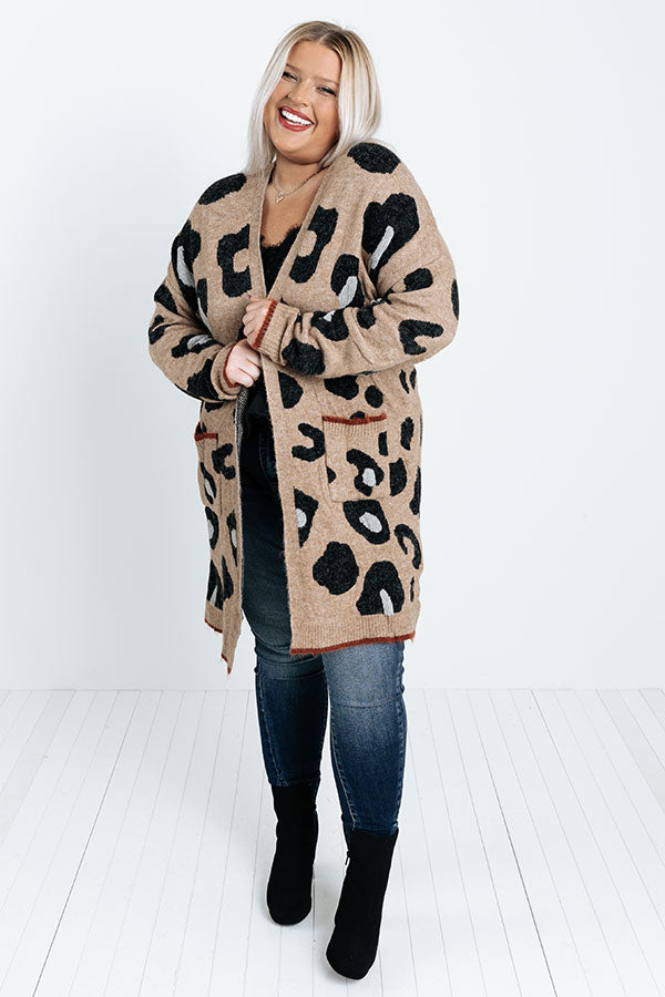 Early Bird Leopard Cardigan In Mocha Curves
