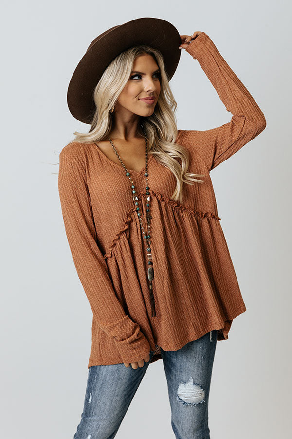 Path To Love Babydoll Top In Rust Image - 1