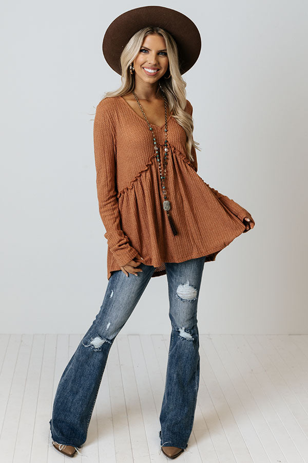 Path To Love Babydoll Top In Rust Image - 2