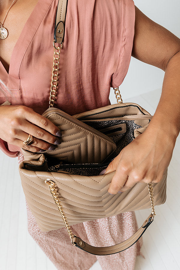 Sass In The City Faux Leather Tote In Warm Taupe