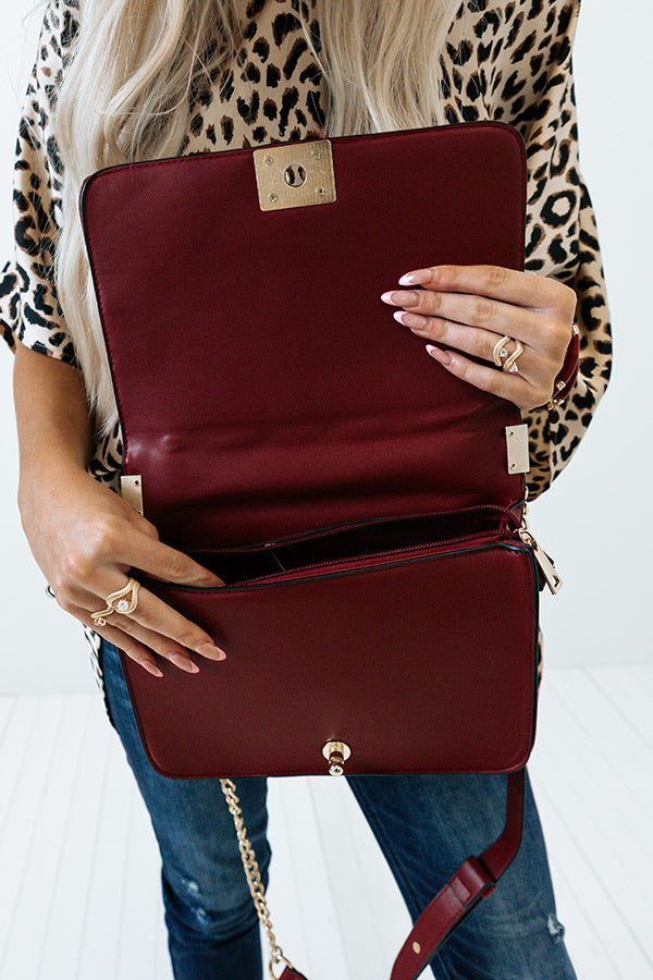 Starts With Love Faux Leather Crossbody In Wine Image - 5