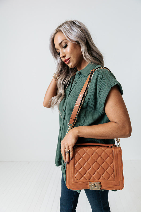 Starts With Love Faux Leather Crossbody In Brown