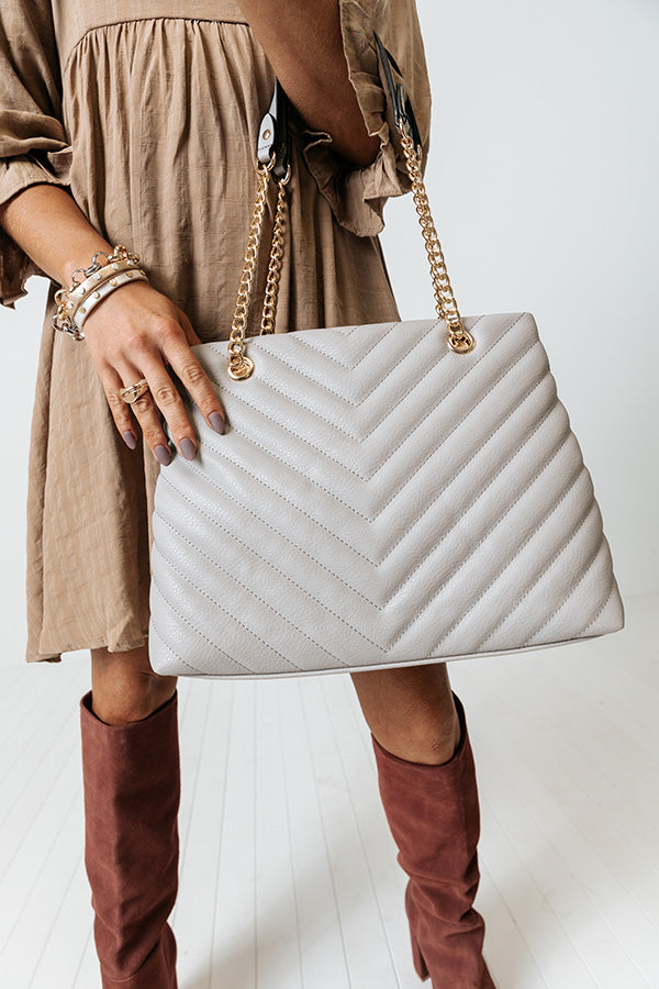 Sass In The City Faux Leather Tote In Grey