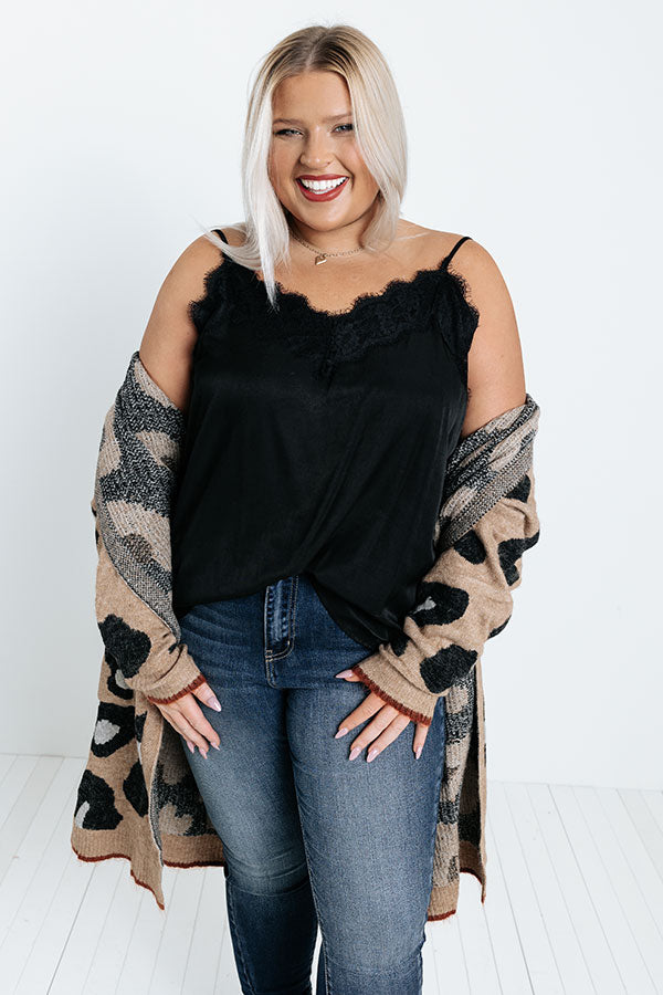 Staple Lace Trim Tank In Black Curves