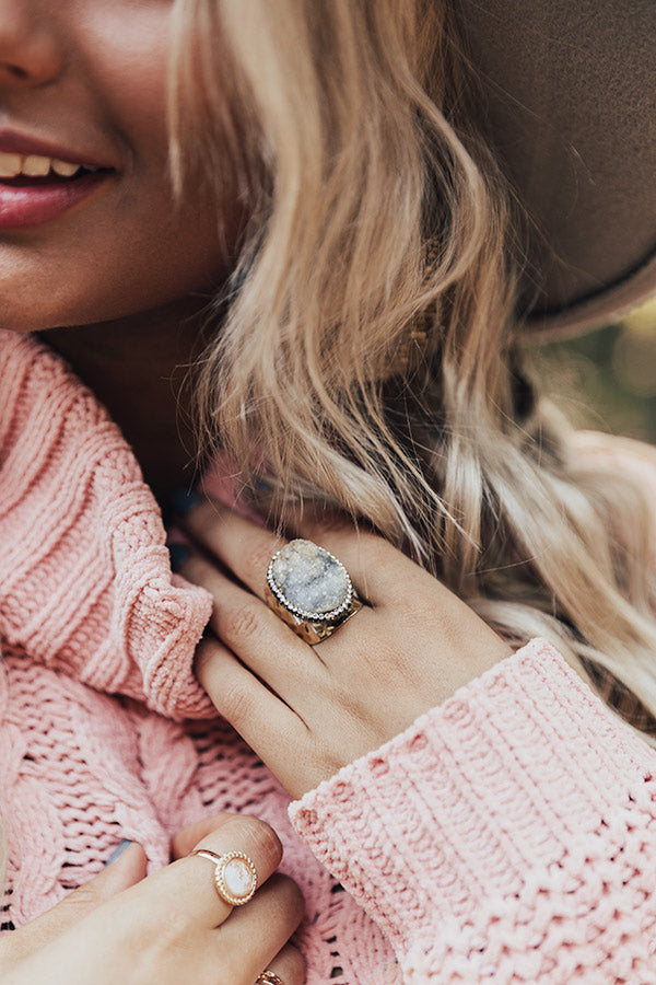 Call Me Angel Druzy Ring In Grey