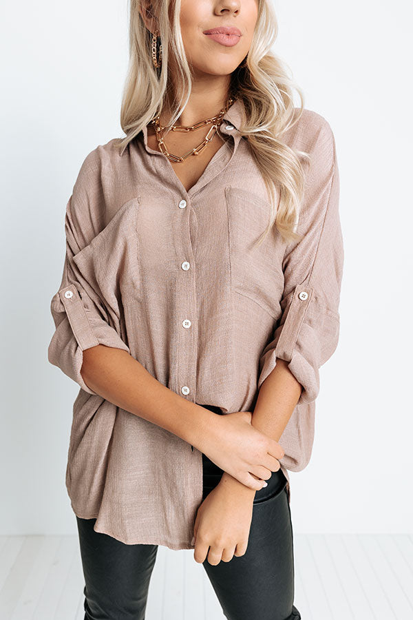 Sunny Saturday Shift Top In Warm Taupe Image - 2