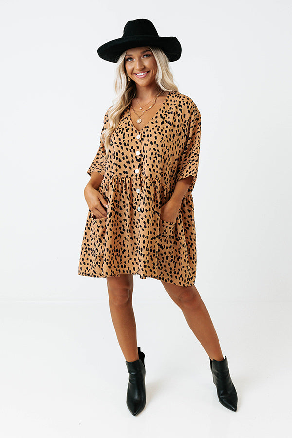 Cafe Date Leopard Tunic Dress in Camel Image - 2