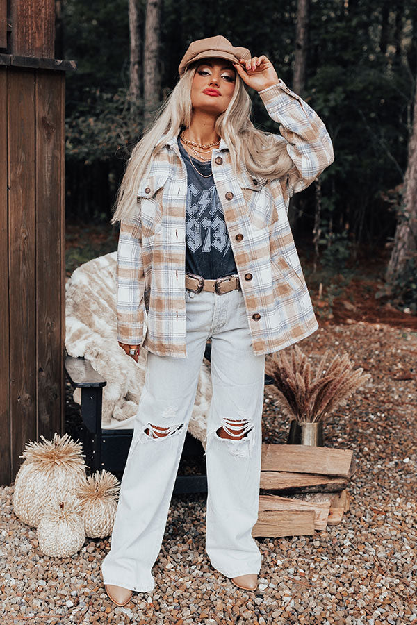 Cozy Up In Carolina Plaid Jacket In Iced Latte Image - 3