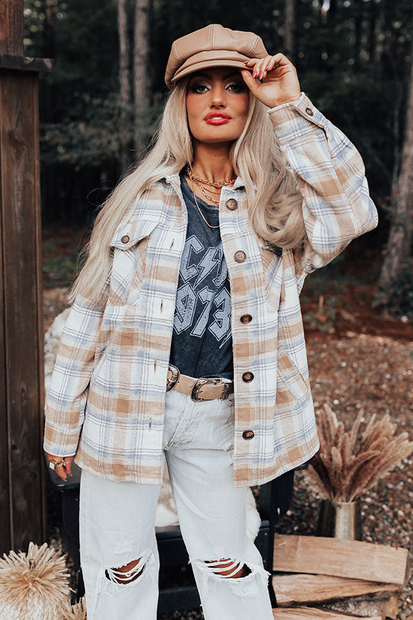 Cozy Up In Carolina Plaid Jacket In Iced Latte Image - 4