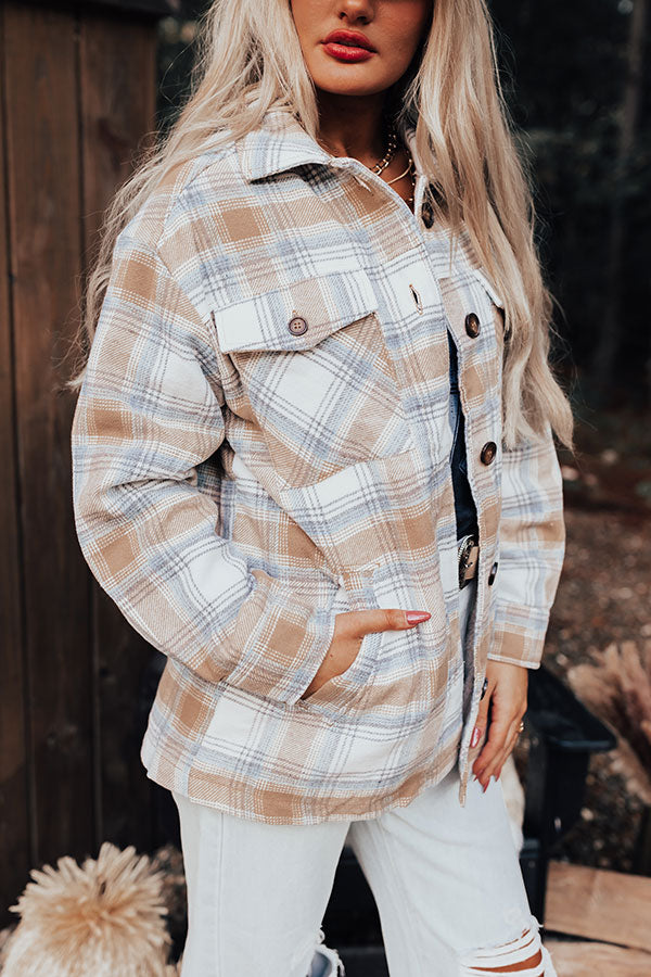 Cozy Up In Carolina Plaid Jacket In Iced Latte Image - 5
