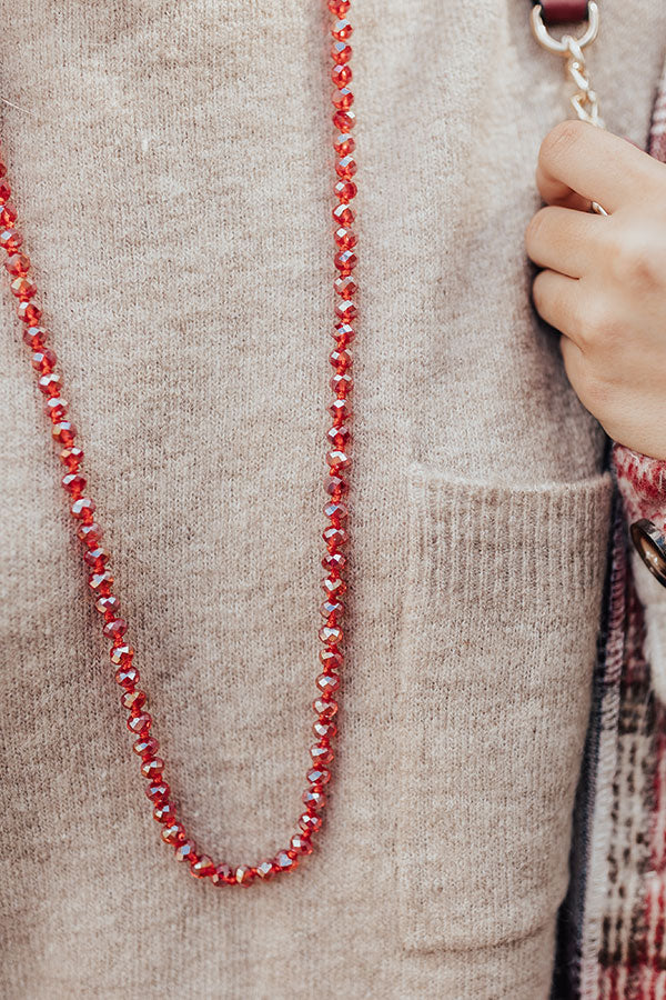 Dainty Glam Beaded Necklace In Red Image - 2
