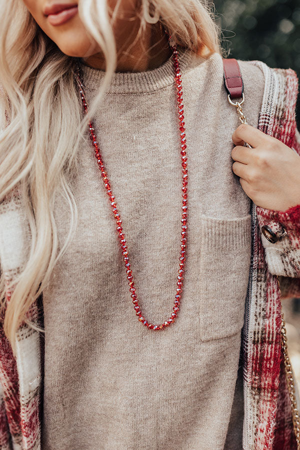 Dainty Glam Beaded Necklace In Red Image - 1
