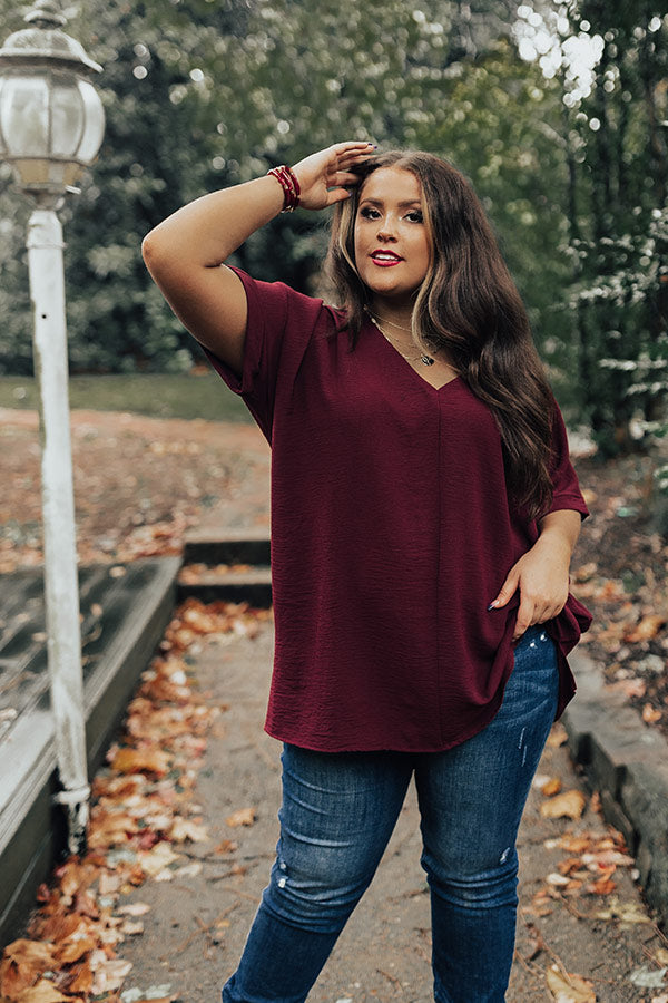 Genuine Love Shift Top In Maroon Curves