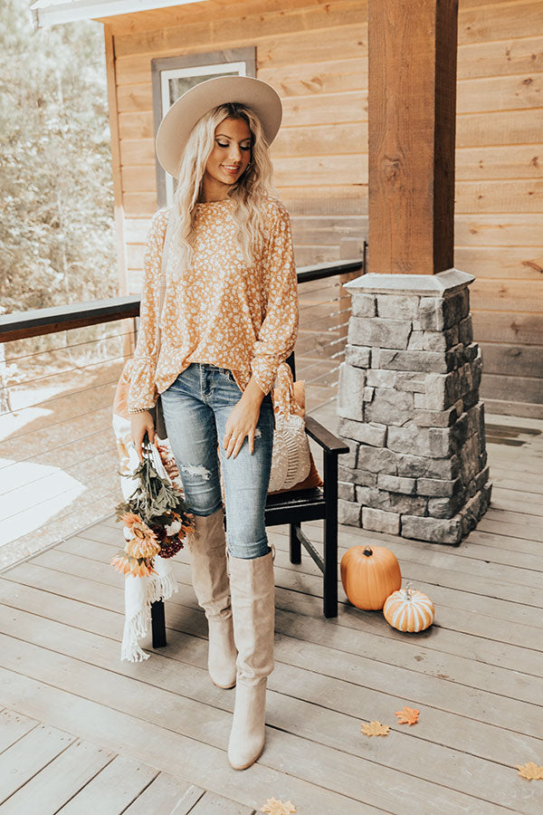 Pumpkin Patch Please Floral Shift Top In Golden Honey Image - 2
