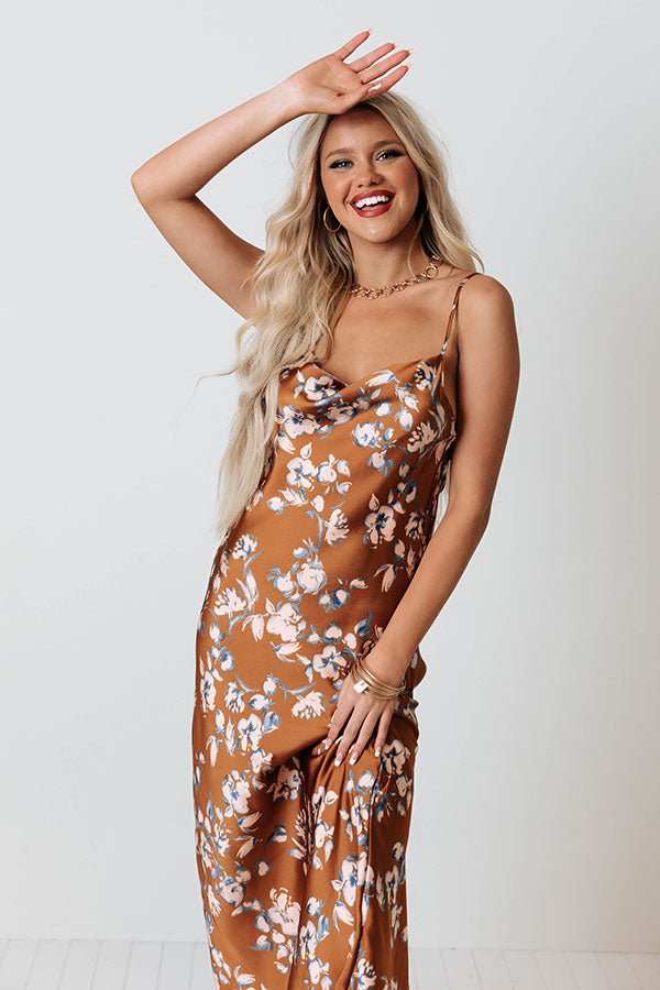 Love In The Air Floral Satin Midi Image - 2