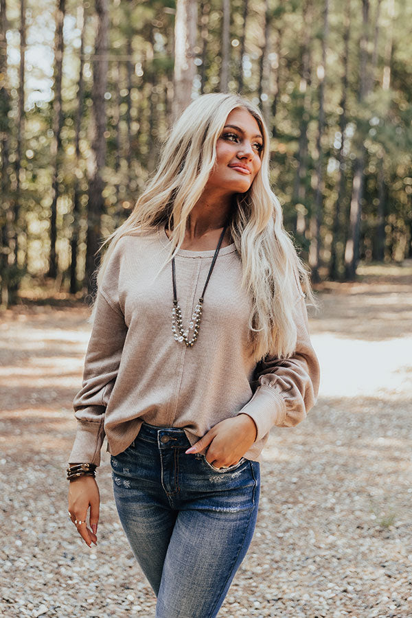 Can You Hear The Music Shift Top In Taupe
